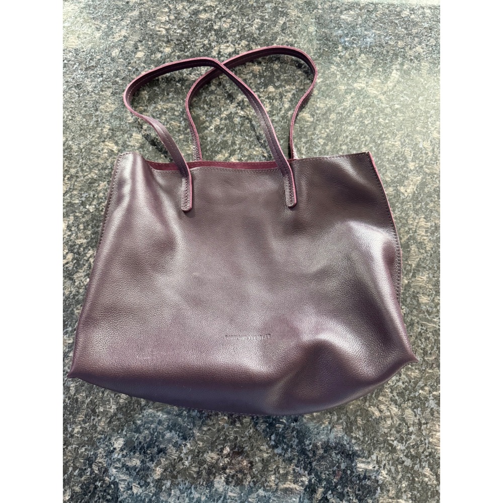 Portland Leather Goods Classic Leather‎ Tote Bag Plum Burgundy Pebbled Shopper